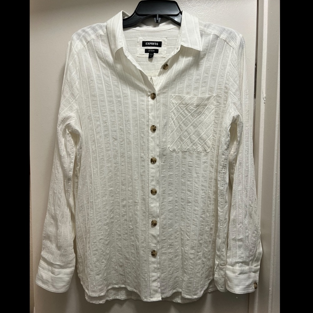 Express Boyfriend Fit Button Up Blouse size L